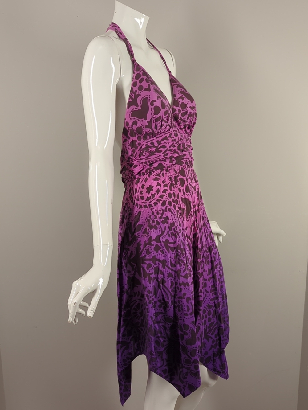 Guess Pink to Purple Ombre Halter Asymmetrical Dress Silk 7 - Picture 5 of 10